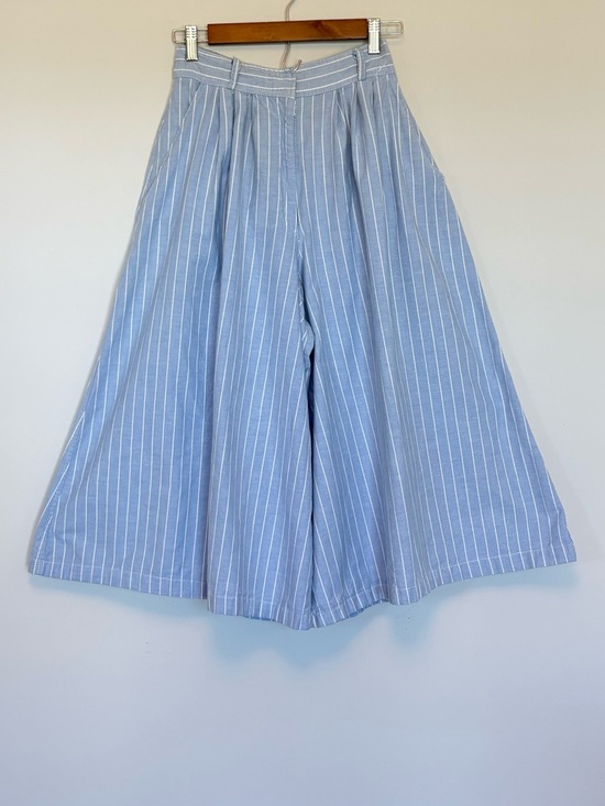 Chaus Pants - Vintage Chaus Pinstripe Crope Flare Wide Leg Pants Blue Size 10